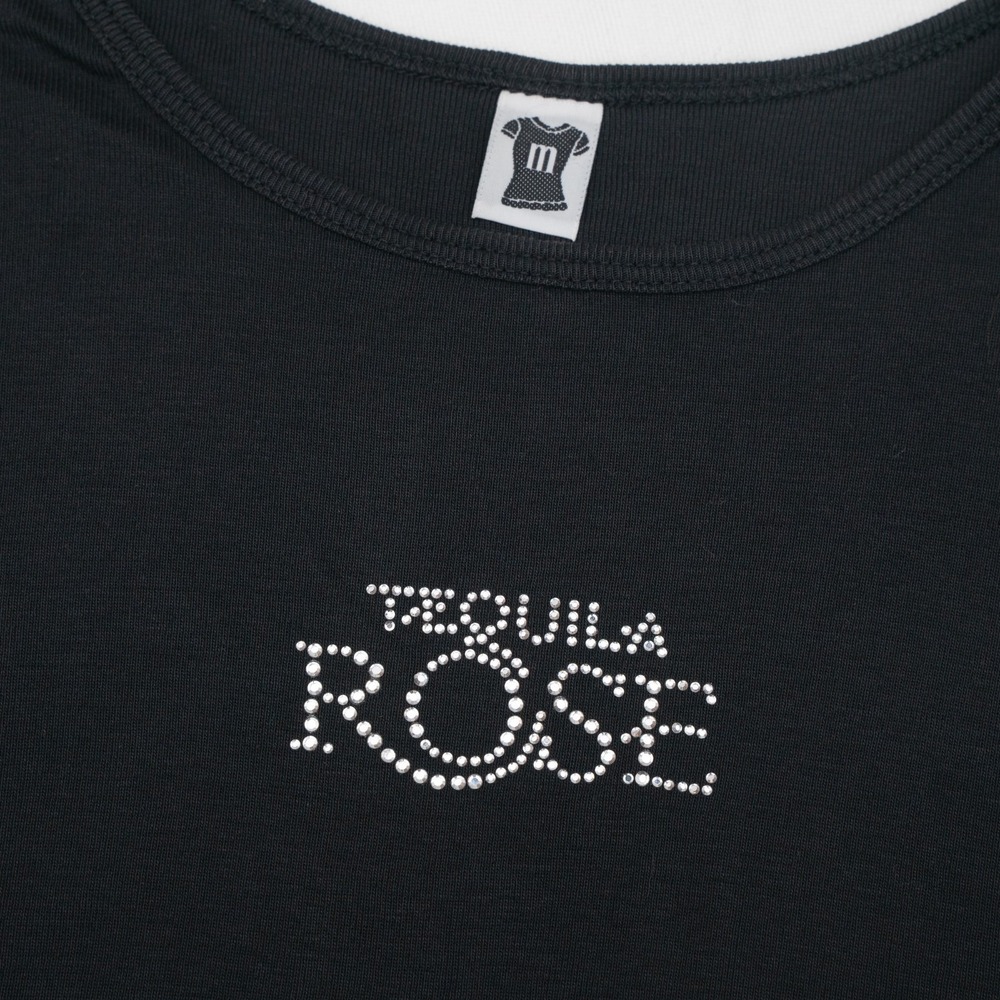Vintage 1990's Tequila Rose Black Womens Baby T Shirt Jeweled Sparkly
